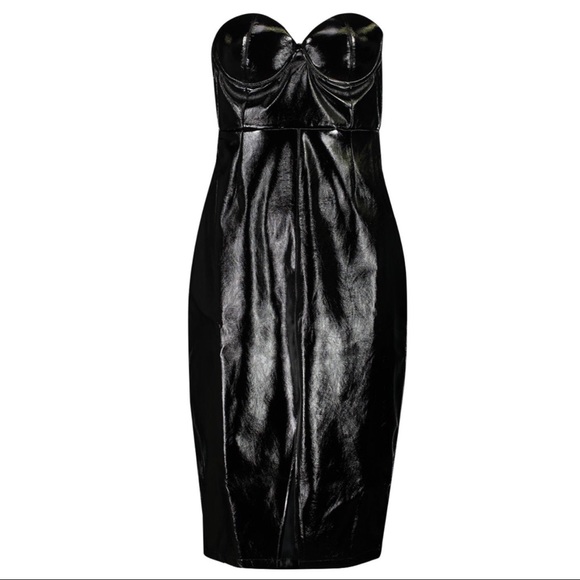 Dresses & Skirts - 🆕 FAUX LEATHER VINYL OPEN SHOULDER MIDI DRESS!
